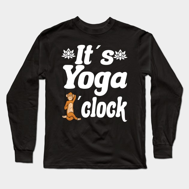 Yoga Namaste Time Gift Monkey Long Sleeve T-Shirt by Jackys Design Room